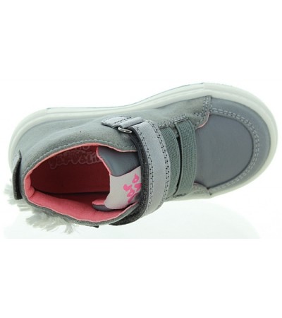 Gray leather ankle boots for girls with support 