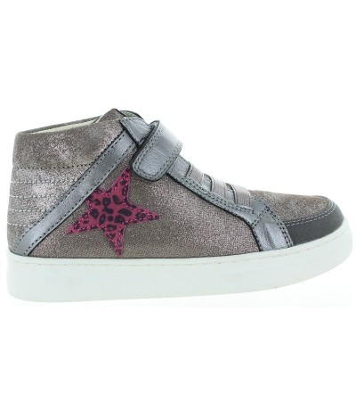 Silver leather ankle boots for a child 