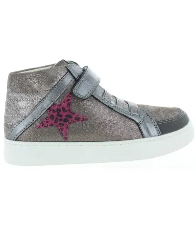 Silver leather ankle boots for a child 
