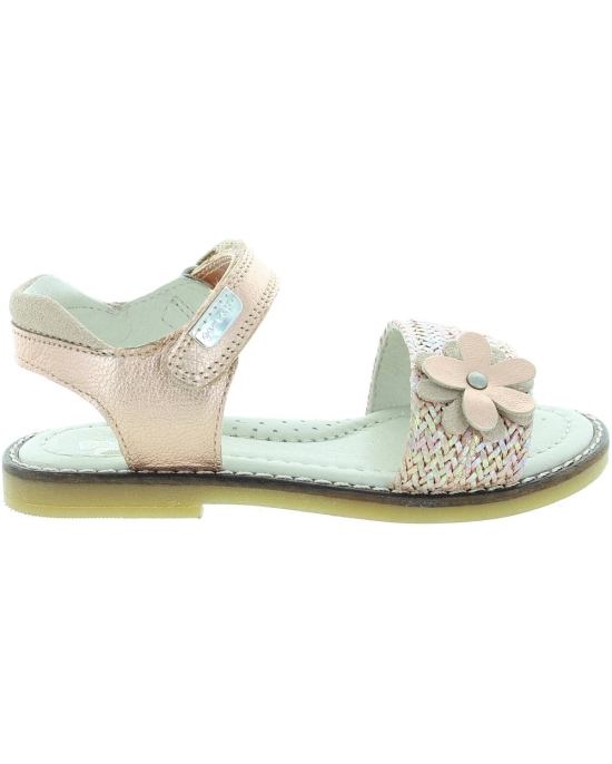 Designer rose gold leather girls sandals from Spain