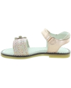 Designer rose gold leather girls sandals from Spain