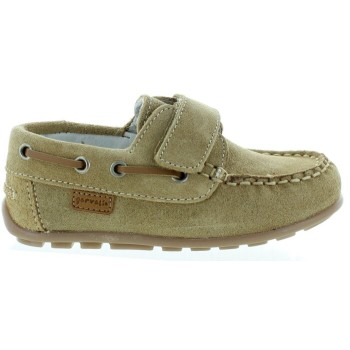 Natural beige leather loafers for child