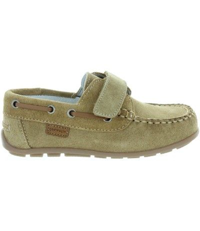 Natural beige leather loafers for child