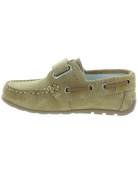 Natural beige leather loafers for child