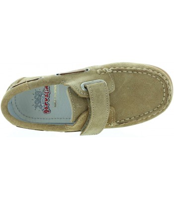 Natural beige leather loafers for child