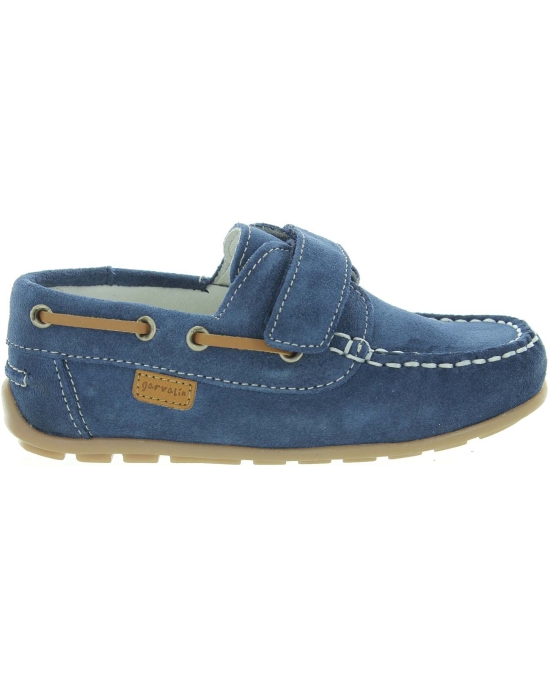 Blue suede dress loafers for boys from Spain