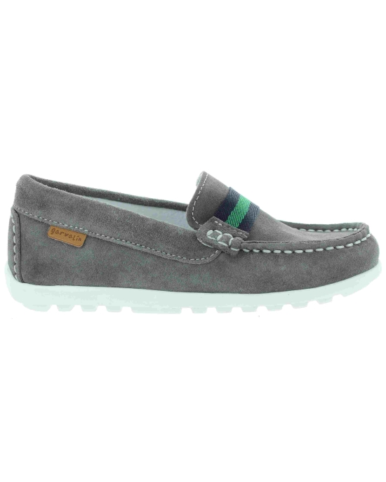 Gray leather slip on loafers for boys