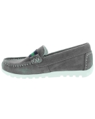 Gray leather slip on loafers for boys