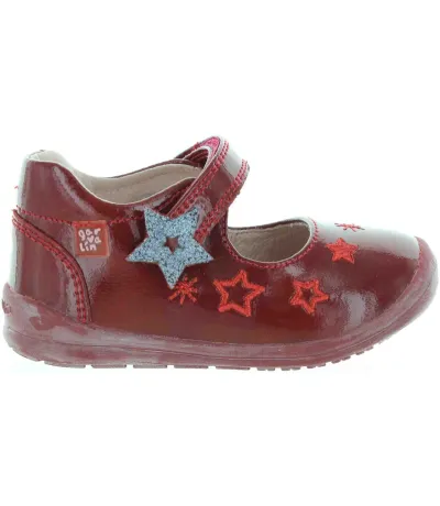 Red heel support baby shoes with arches