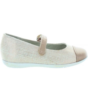 Stylish beige metallic leather dress shoes for girl