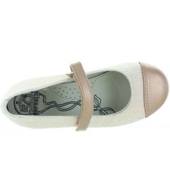 Stylish beige metallic leather dress shoes for girl