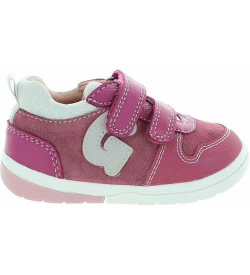 Casual leather fuchsia girls sneakers