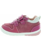 Leather girls fuchsia casual sneakers