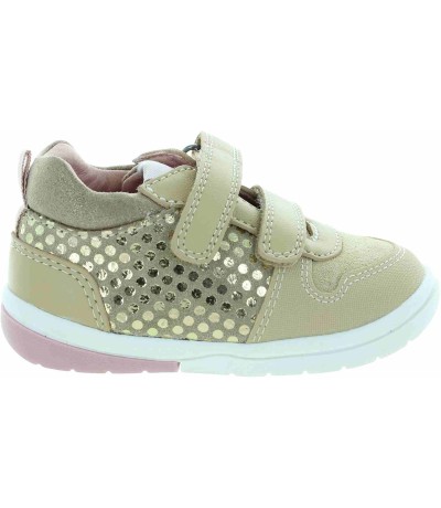 Toddler girl beige natural leather sneakers 