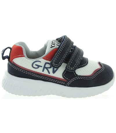 Blue leather/mash material mix Spanish sneakers with arches