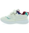 Velcro closure child sneakers leather and mash material mix
