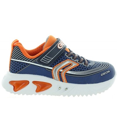 Sturdy blue leather sneakers for boys 