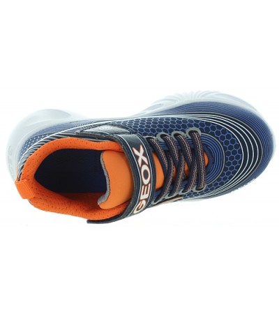 Sturdy blue leather sneakers for boys 