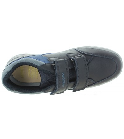 Sneakers for boys with velcro closure in blue leather 