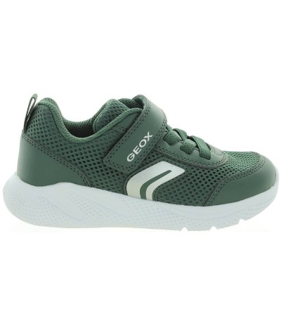 Green mash and leather ankle sneakers for boys