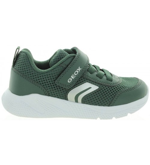 Green leather ankle sneakers for boys