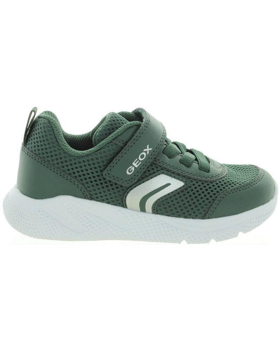 Green mash and leather ankle sneakers for boys