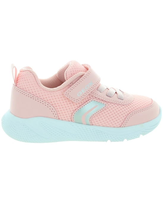 Pink girls sneakers with none marking soles