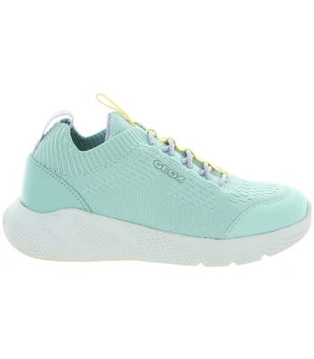Turquoise leather sneakers for girls with ankle support