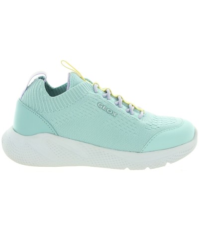 Turquoise leather sneakers for girls with ankle support