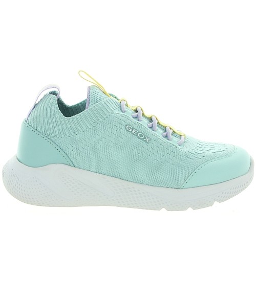 Turquoise leather sneakers for girls