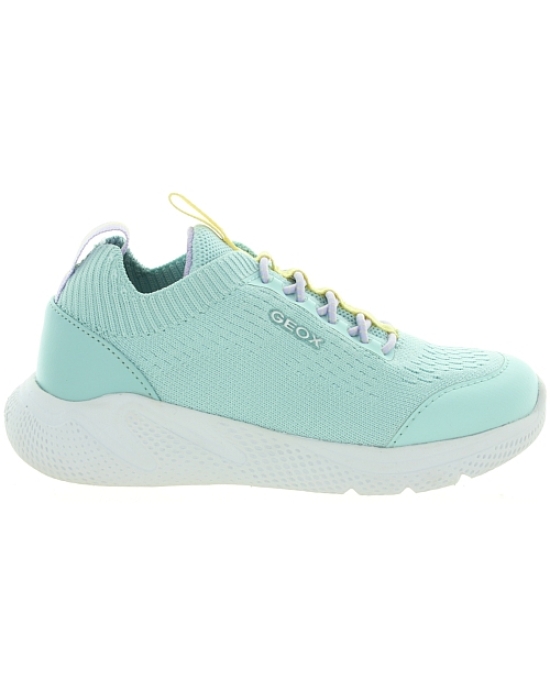 Turquoise leather sneakers for girls with ankle support