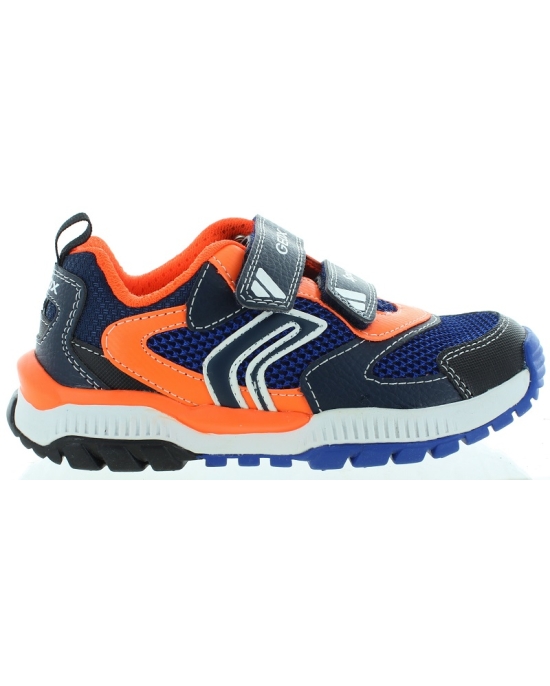 Flat foot best boys sneakers in ornage and blue leather