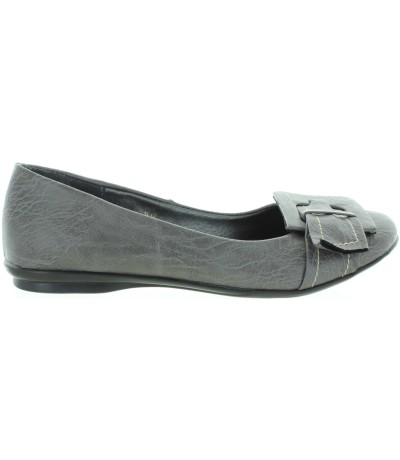 European adult gray fashion leather flats wide feet 