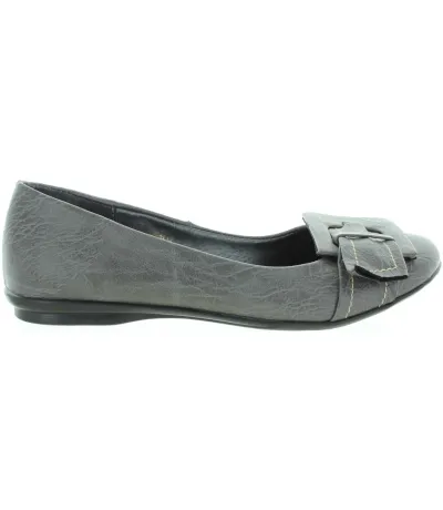 European adult gray fashion leather flats wide feet 