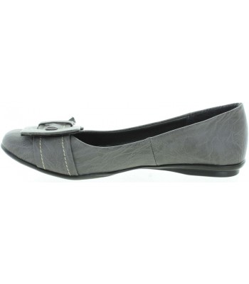 Wide feet European flats in gray leather