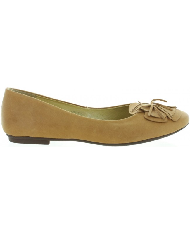 Women beige leather ballerina flats 