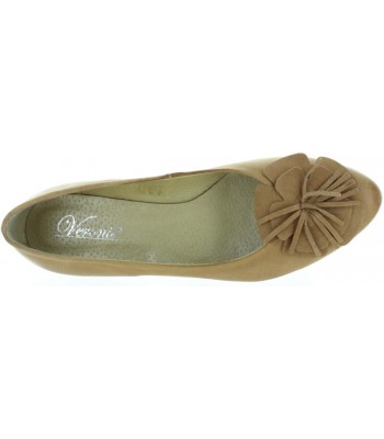Women beige leather ballerina flats 