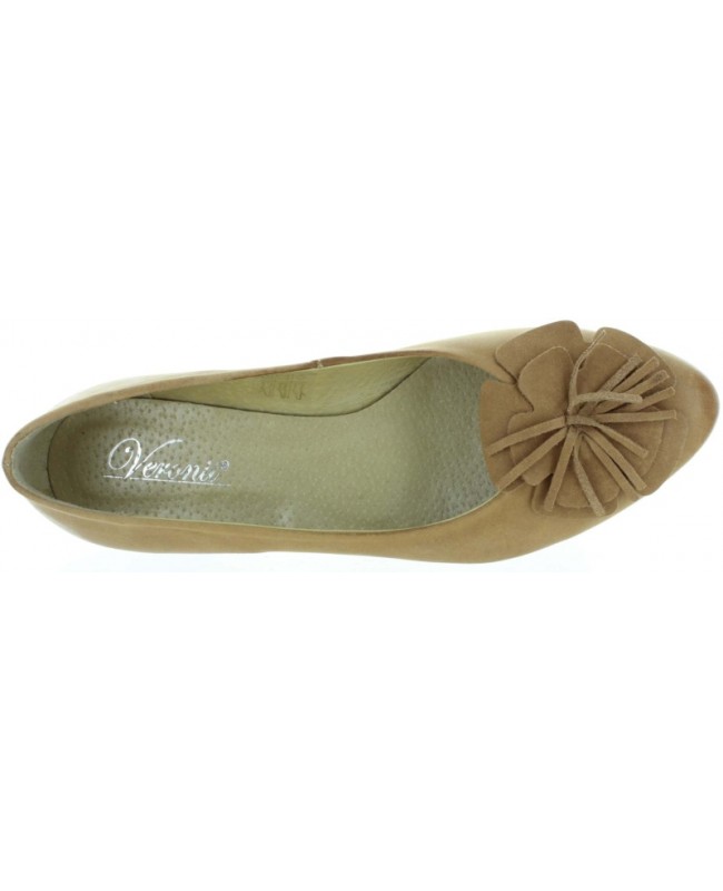 Women beige leather ballerina flats 
