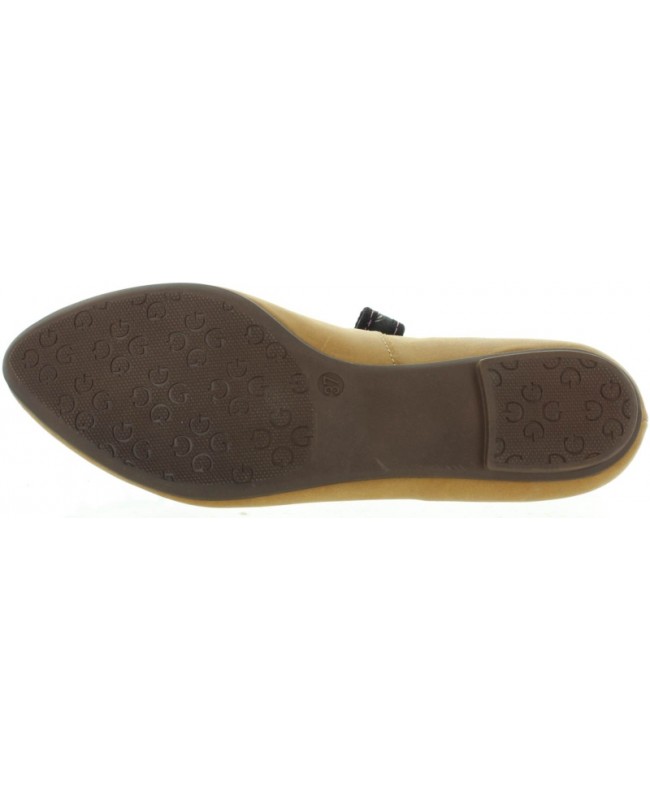 Women beige leather ballerina flats 
