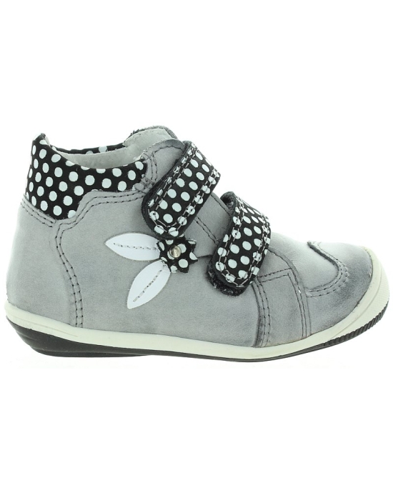 Wide width baby gray leather sturdy ankle boots 
