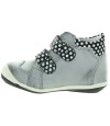 Wide width baby gray leather sturdy ankle boots 