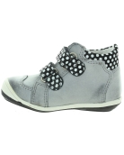 Wide width baby gray leather sturdy ankle boots 