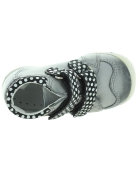 Wide width baby gray leather sturdy ankle boots 