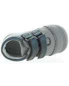 European made high tops in gray leather for toddler girls 