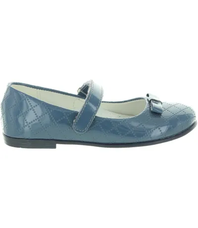 Casual blue leather girls shoes with support