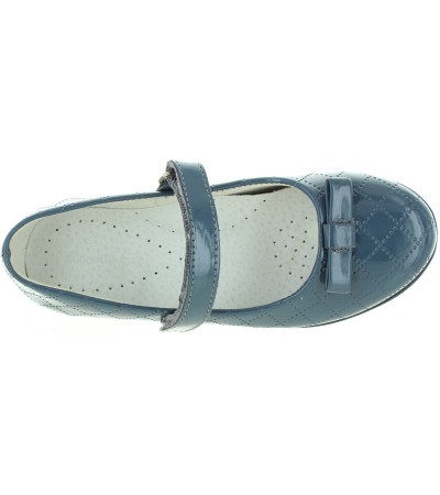 Leather girls shoes with support in blue leather 