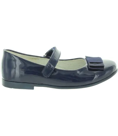 Navy leather durable orthopedic school shoes girl 
