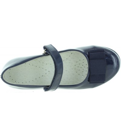 Leather school shoes for a girl in navy patent leather 