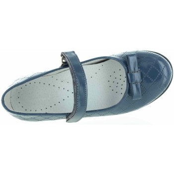 Leather girls shoes with support in blue leather 