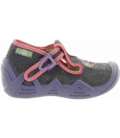 Purple house shoes for a child from Europe. 